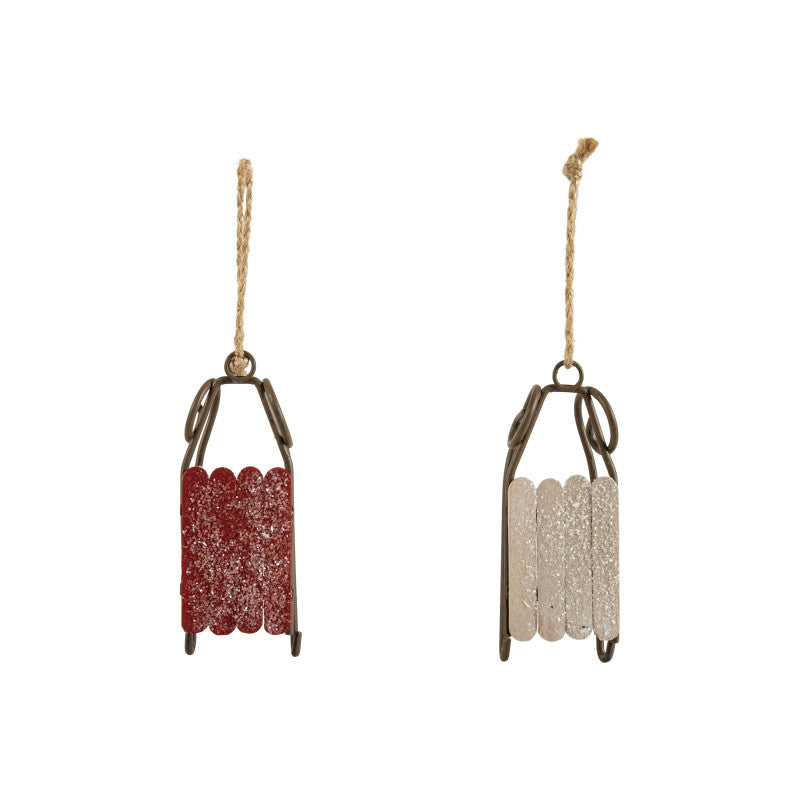 Metal & Wood Sleigh Ornament