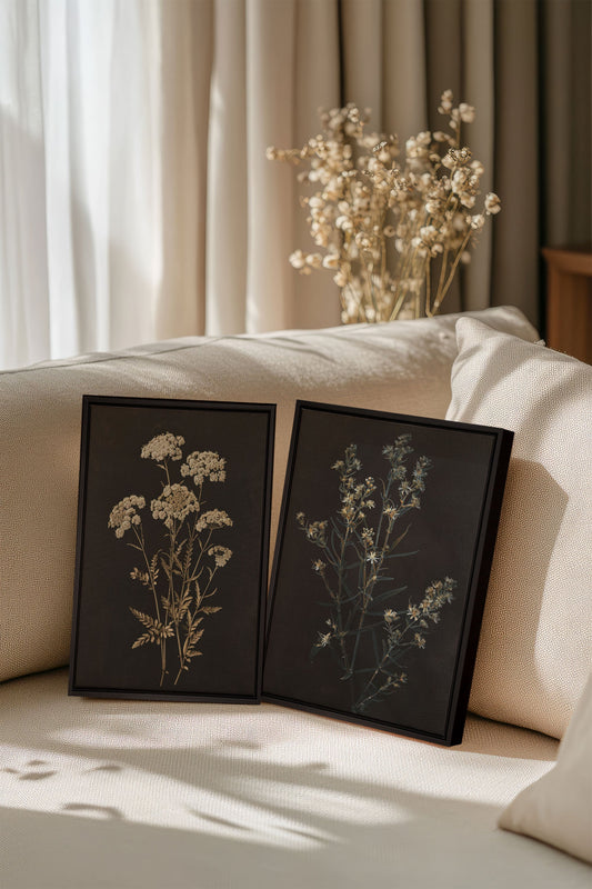 DUO PRECIOUS FLOWERS (2 Works on stretched canvas)