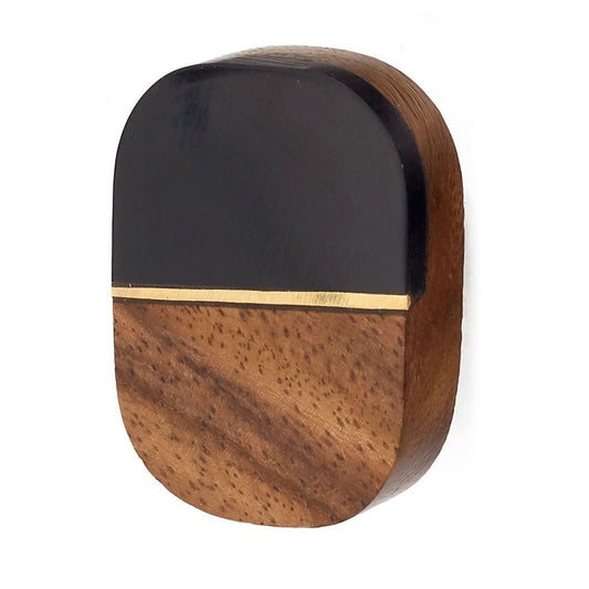 Knob: Wood Resin Black Rectangle