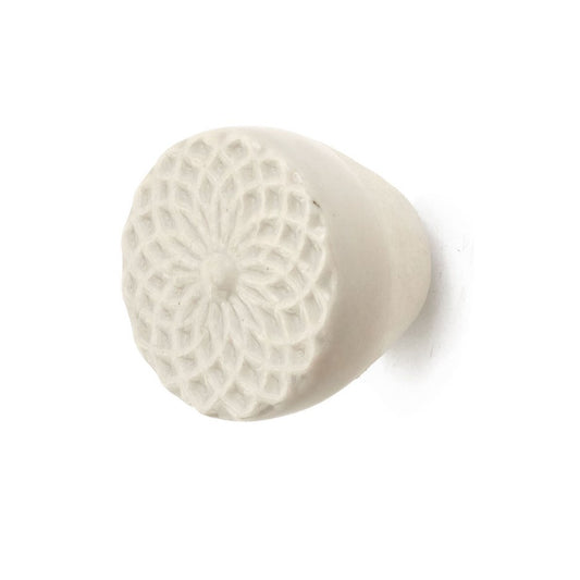 Knob: Ceramic Round Floral Grey