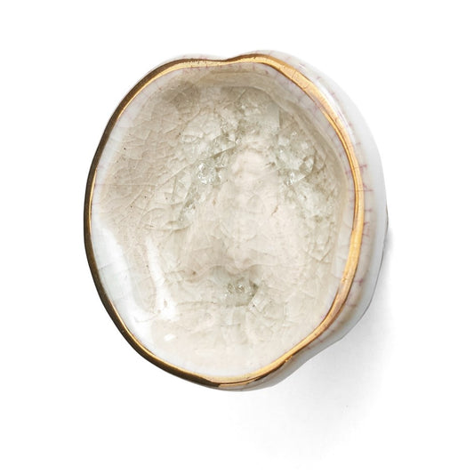 Knob: White Crackle Round