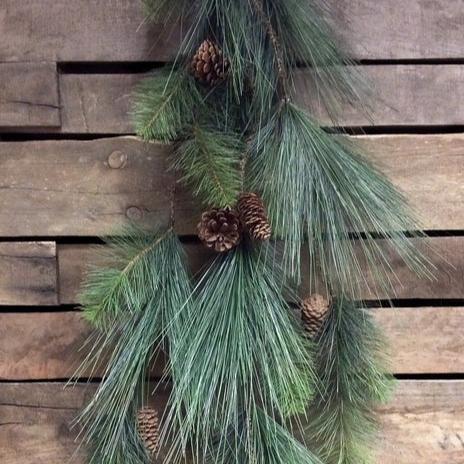 48" Faux Pine Garland with Pinecone