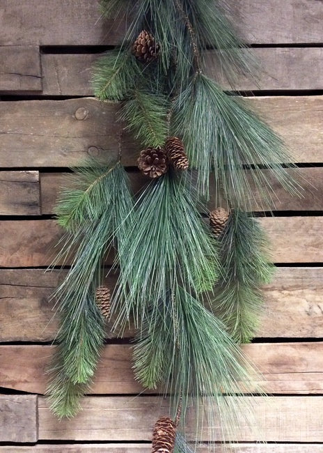 48" Faux Pine Garland with Pinecone