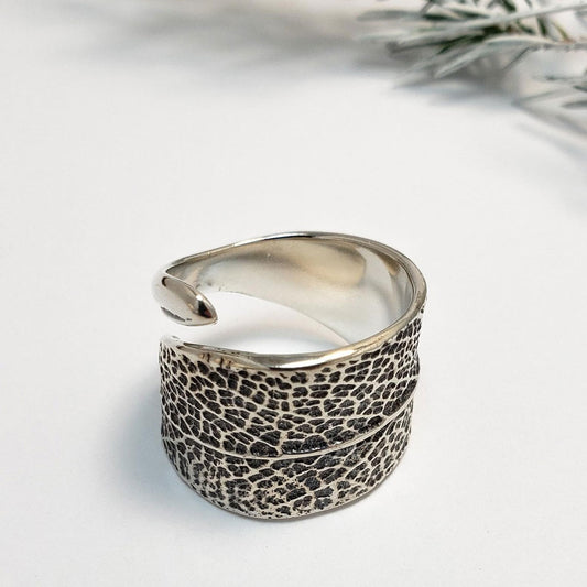 Sterling Silver Sage Ring - Oxidized
