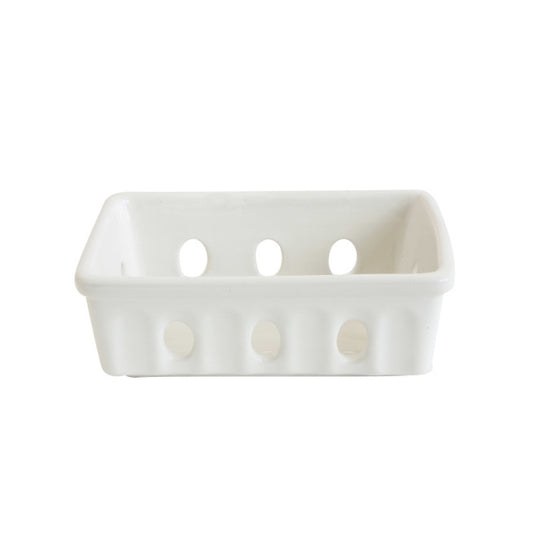White Stoneware Berry Basket