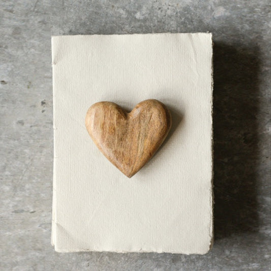Hand Carved Mango Wood Heart 4.25l x 4w