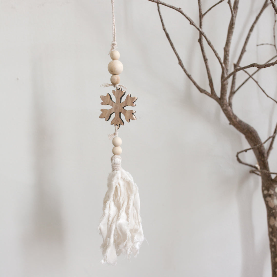 Wood + Cotton Tassel Ornament