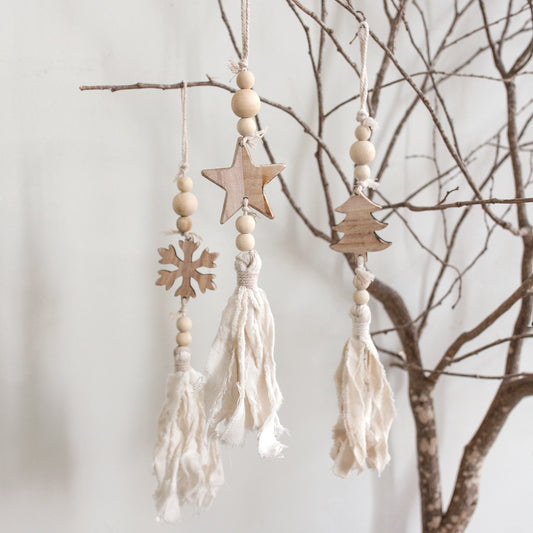 Wood + Cotton Tassel Ornament