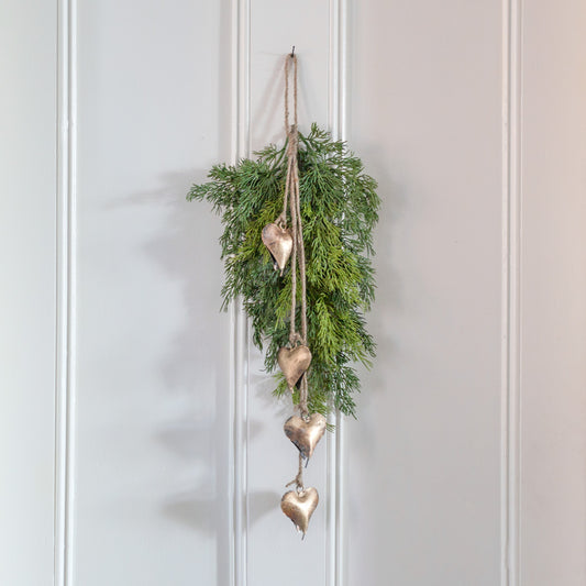 Metal Heart Bells on Jute 25.75"