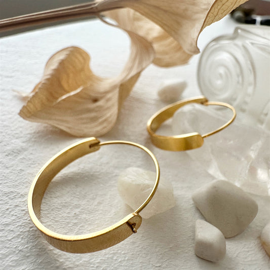 Flat Hoop Earring - Gold