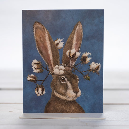 Card:  Bunny with Cotton Headpiece