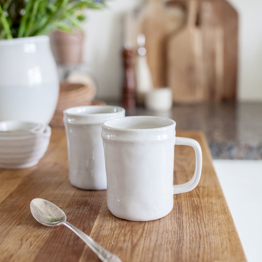 Lucca Mug- cream stoneware 3 dia. x 4h