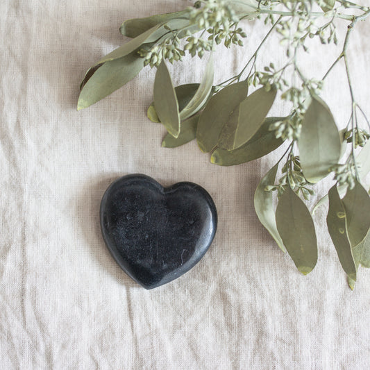 Black Skipping Stone Heart
