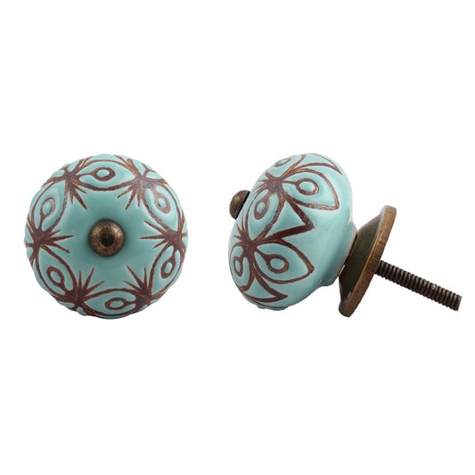 Hand Painted Ceramic Etched Knob