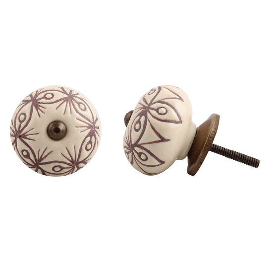 Round Etched Floral Knob