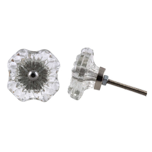 Square Glass Flower Knob