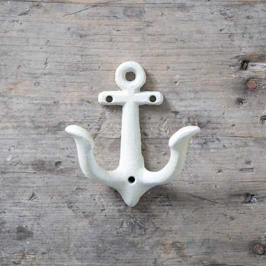 Cast Iron Anchor Hook - sm - white
