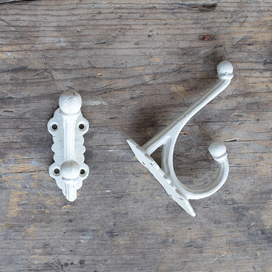 Double Victorian Style Hook - White