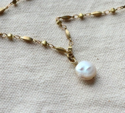 Pearl Necklace - Brass
