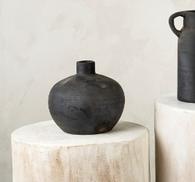 Black Terracotta Vase - Narrow Neck