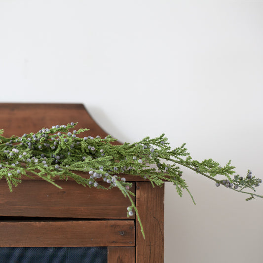 Flocked Juniper & Berries Spray