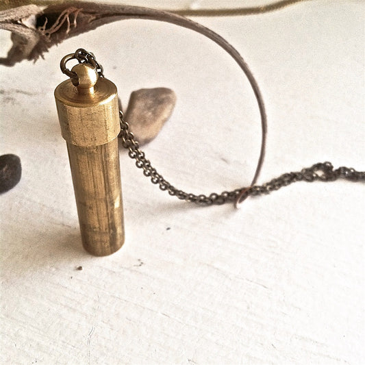 Brass Canister Pendant Necklace