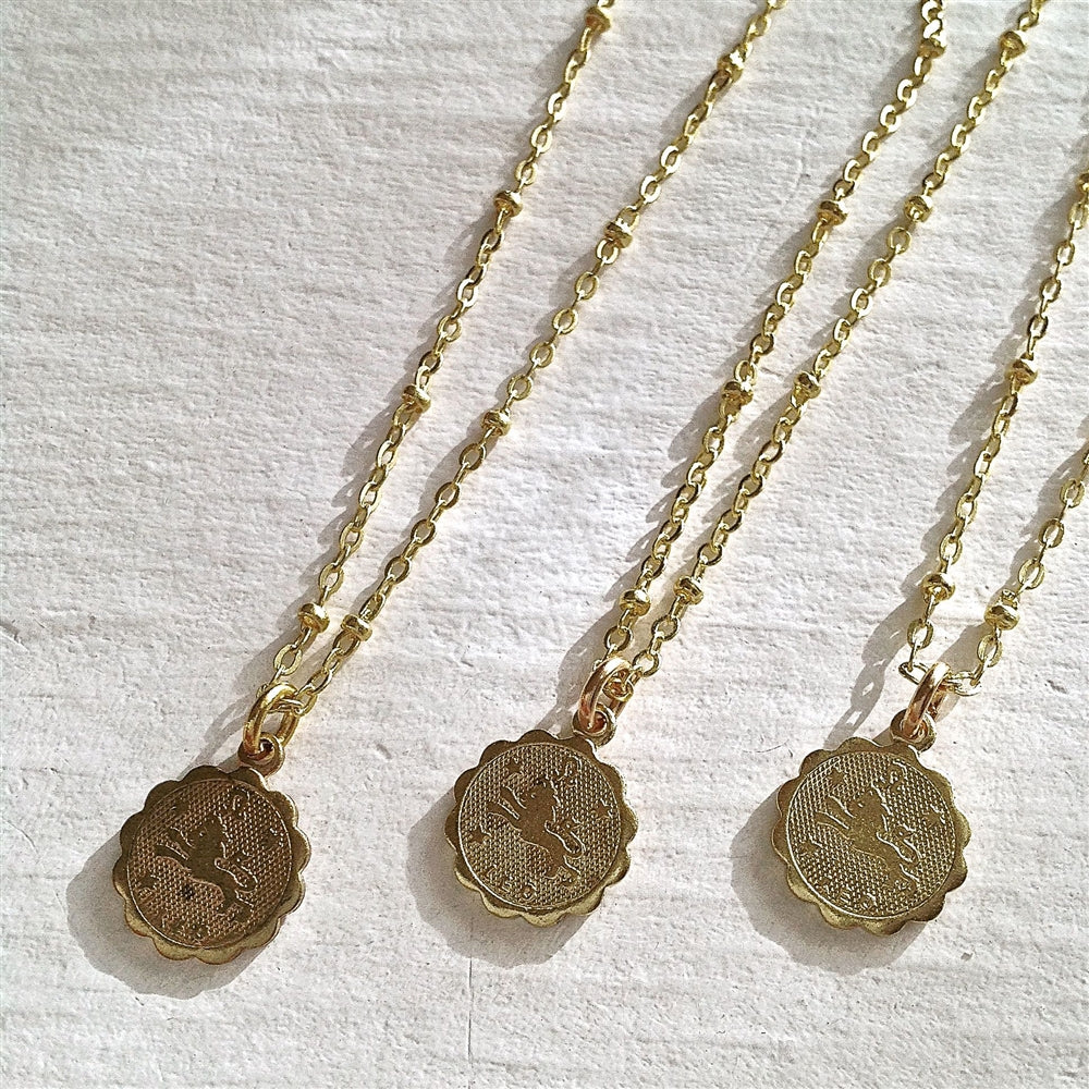 Zodiac Charm Necklace - Gold