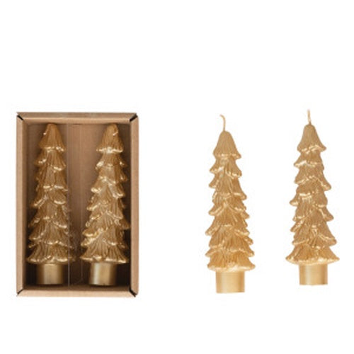 Tree Tapered Candle - Gold