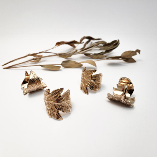 Solid Bronze Tomato Leaf Ring - Bronze