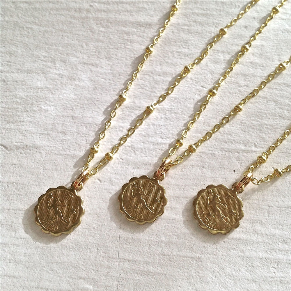 Zodiac Charm Necklace - Gold