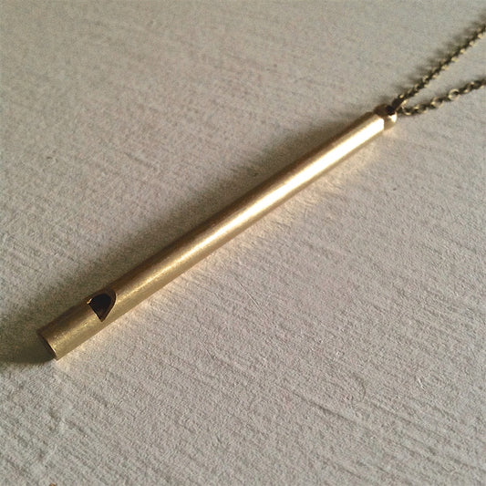 Whistle Necklace - Brass